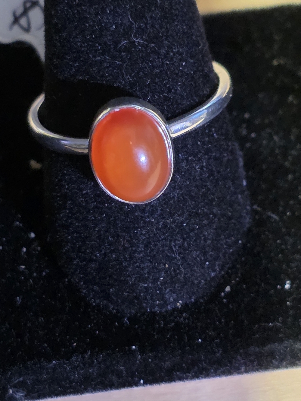 Sterling Silver Orange Carnelian Cabochon Ring